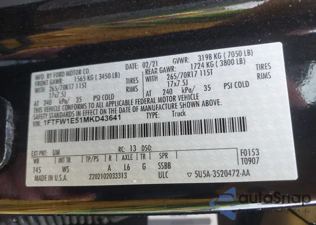 1FTFW1E51MKD43641: 42253571