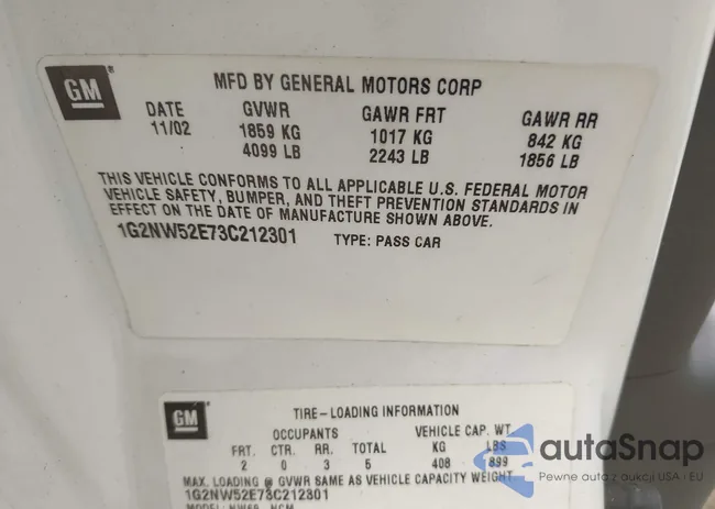 1G2NW52E73C212301: 42253612