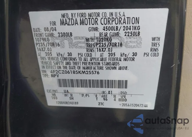 4F2CZ06185KM25576: 42253720