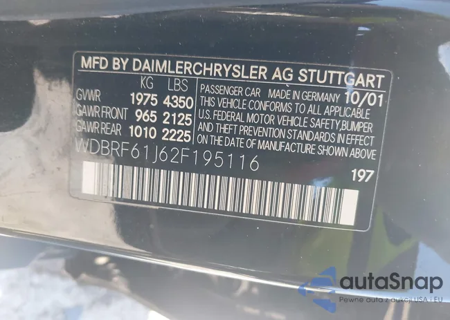 WDBRF61J62F195116: 42253120