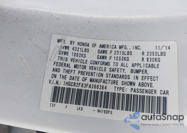 1HGCR2F83FA066364: 42253145