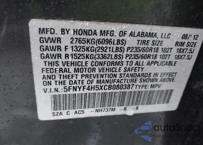 5FNYF4H5XCB080387: 42253266