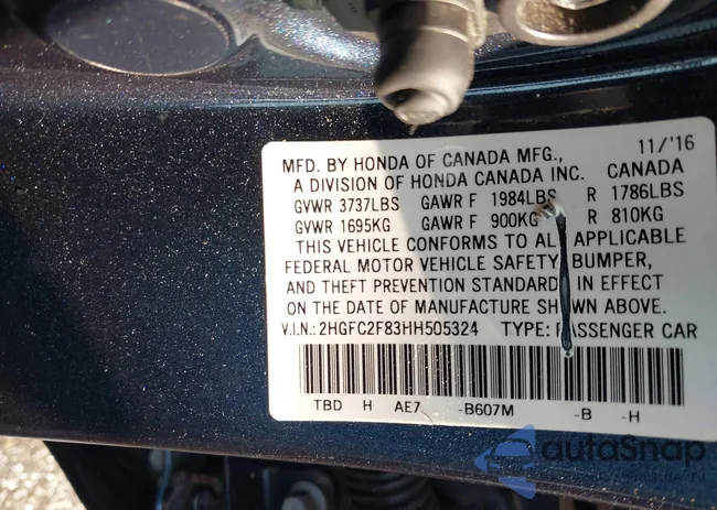 2HGFC2F83HH505324: 42254375