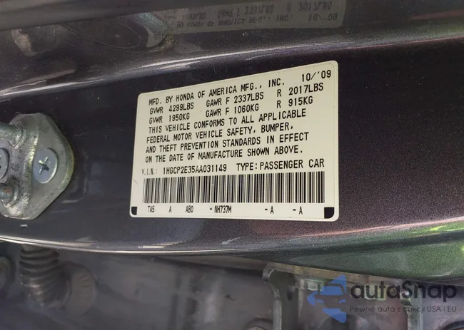 1HGCP2E35AA031149: 42254496