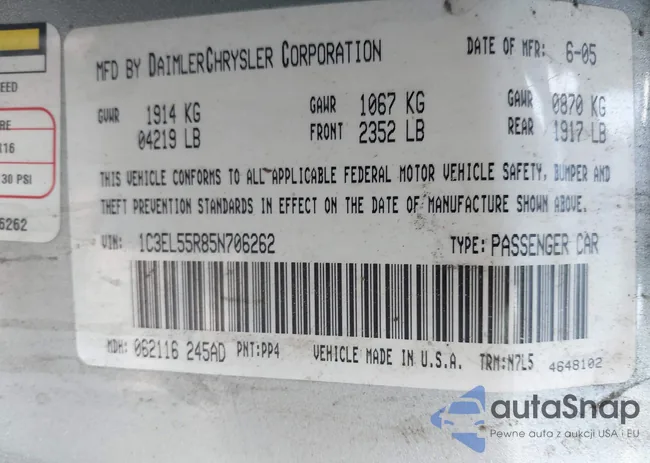 1C3EL55R85N706262: 42254572