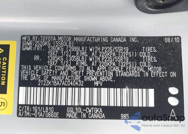 2T2ZK1BA7AC040432: 42254745