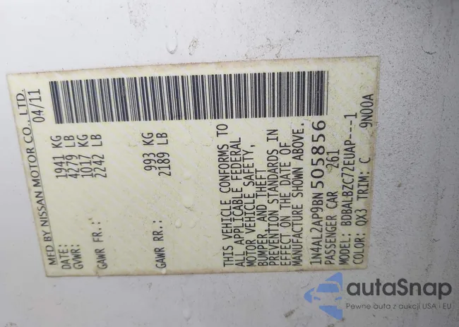 1N4AL2AP9BN505856: 42253978