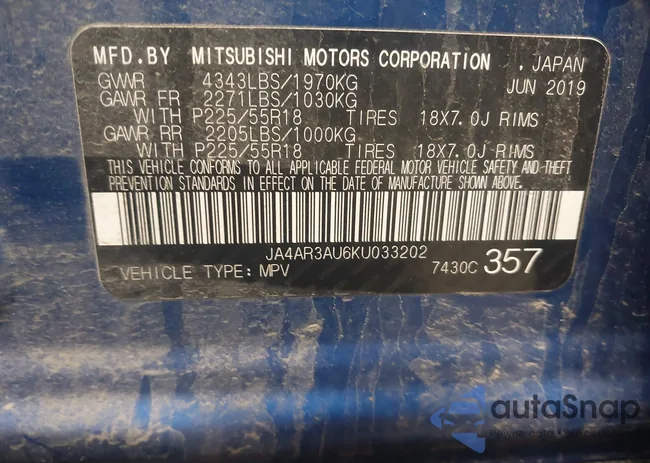 JA4AR3AU6KU033202: 42254082