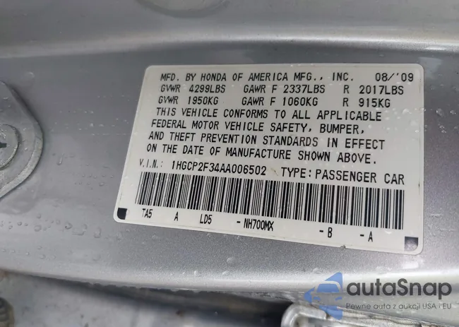 1HGCP2F34AA006502: 42254154