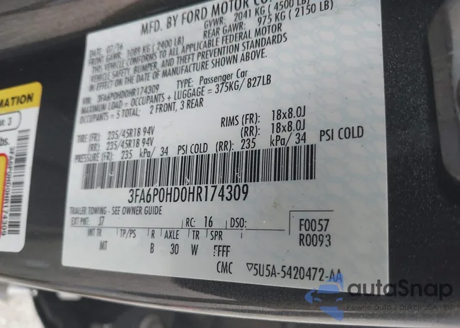 3FA6P0HD0HR174309: 42254232