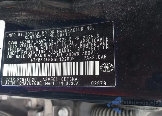 4T1BF1FK9GU122005: 42255664