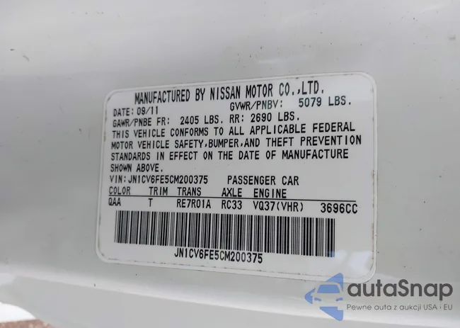 JN1CV6FE5CM200375: 42255669