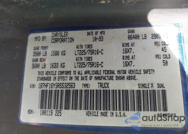 1B7HF16Y9RS532563: 42255741