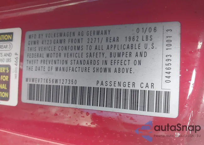 WVWEV71K56W127350: 42255797