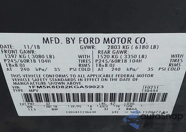 1FM5K8D82KGA59023: 42255014