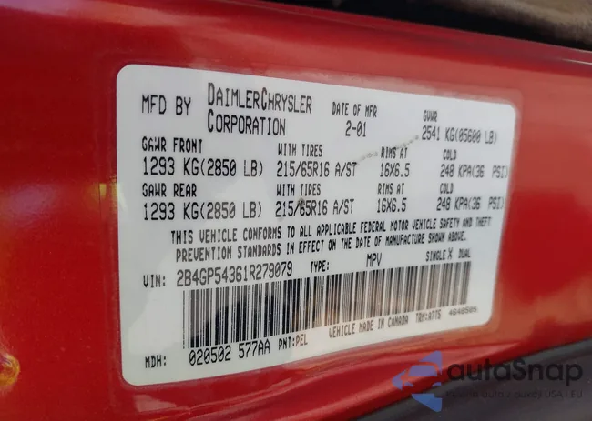 2B4GP54361R279079: 42255251