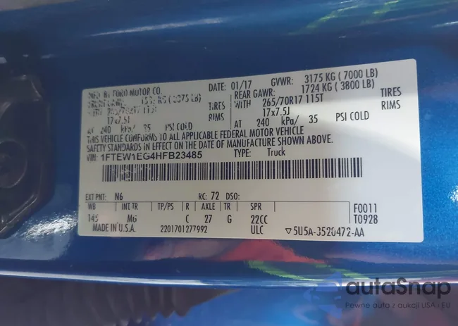 1FTEW1EG4HFB23485: 42256653