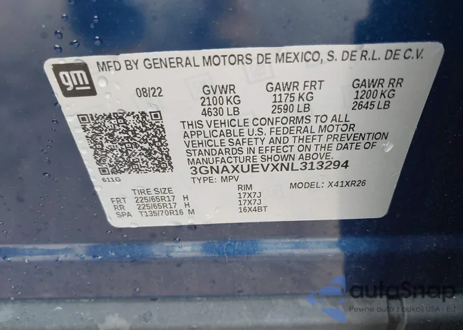 3GNAXUEVXNL313294: 42256726