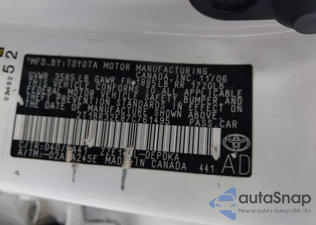 2T1BR32E87C761495: 42256732