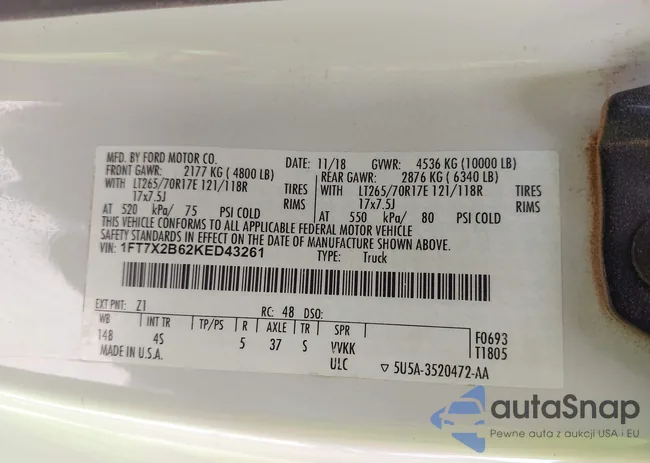 1FT7X2B62KED43261: 42256832