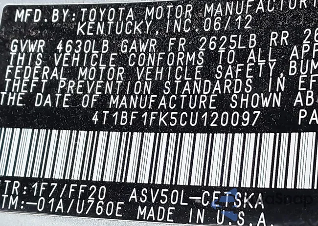 4T1BF1FK5CU120097: 42256874