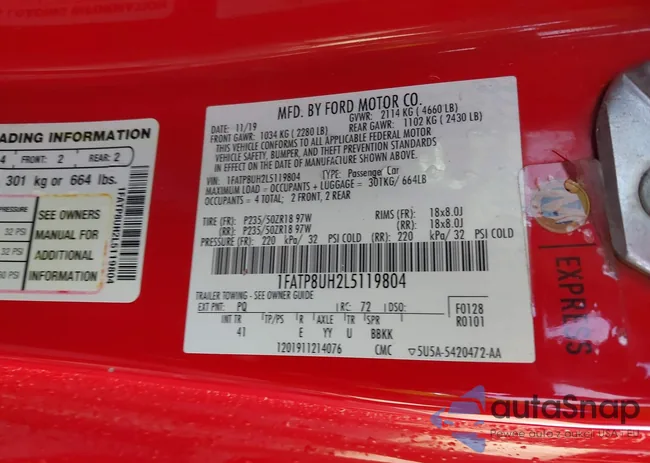 1FATP8UH2L5119804: 42256929