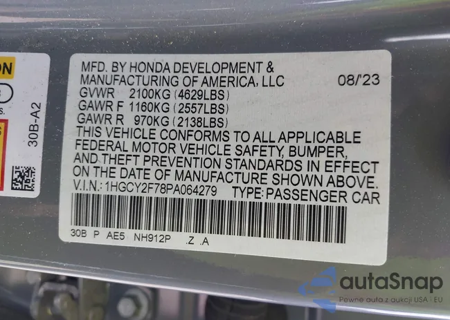 1HGCY2F78PA064279: 42256226