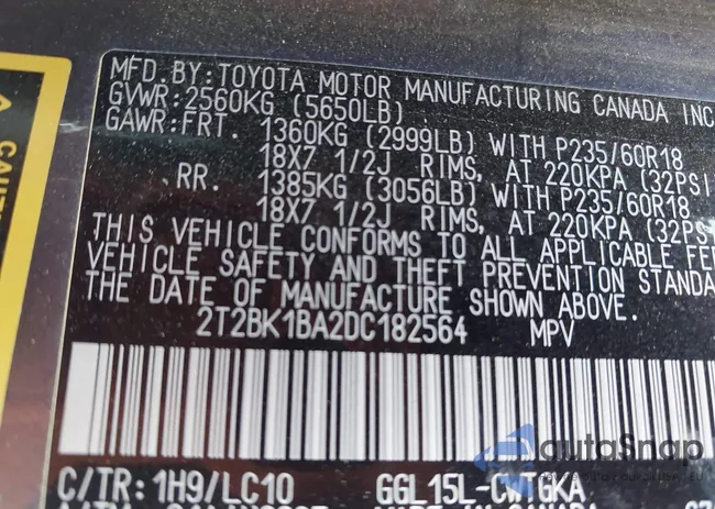 2T2BK1BA2DC182564: 42256335