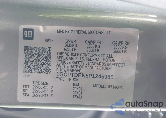 1GCPTDEK5P1245985: 42257455