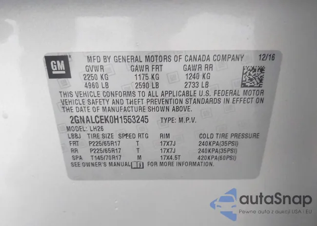 2GNALCEK0H1553245: 42257535