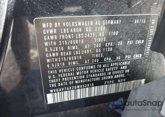 WVGAV7AX2GW032915: 42257623