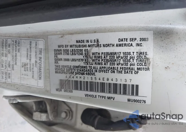 4A4MM21S54E043137: 42257625