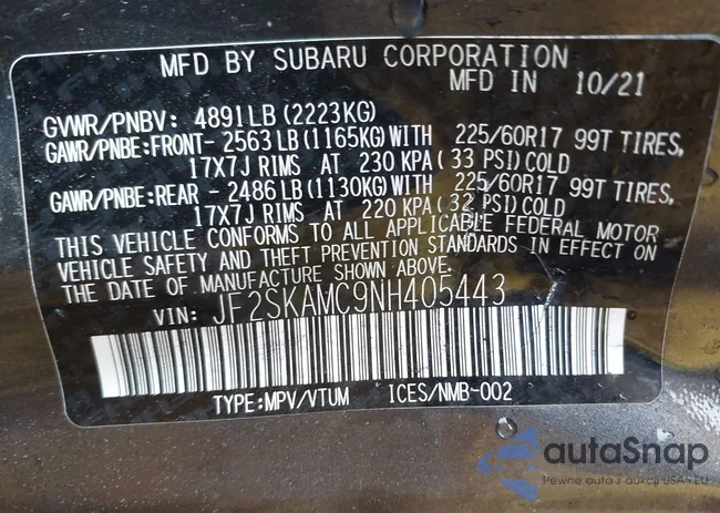 JF2SKAMC9NH405443: 42257745