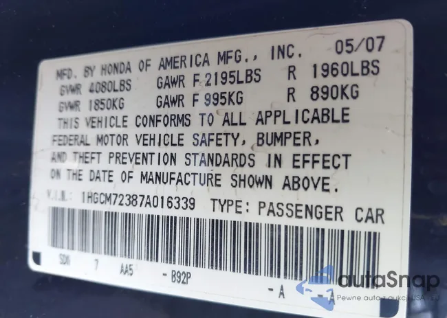 1HGCM72387A016339: 42257865