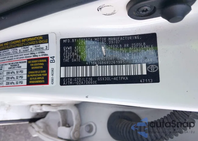 4T1BK36B68U261985: 42257010