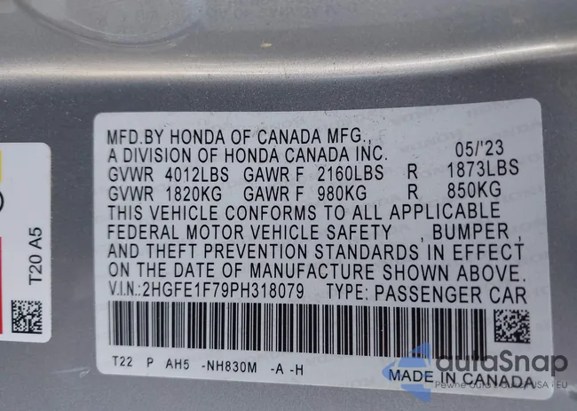 2HGFE1F79PH318079: 42258657