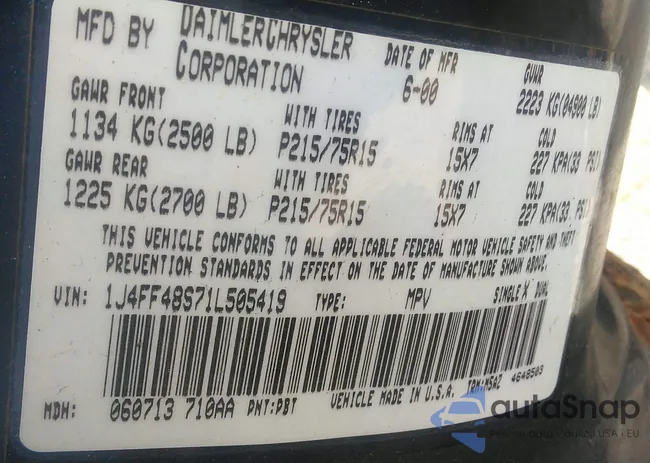 1J4FF48S71L505419: 42258770