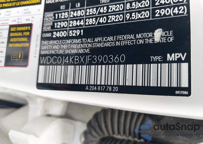 WDC0J4KBXJF390360: 42258058