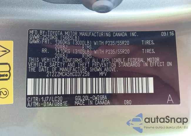 2T2ZZMCA5HC037258: 42258156