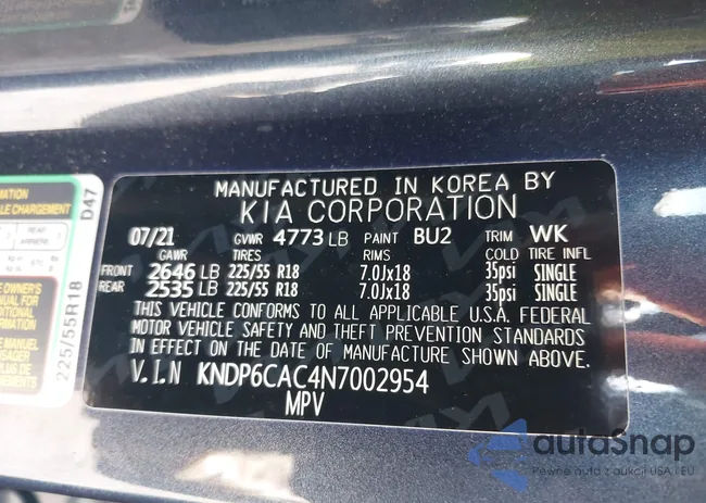 KNDP6CAC4N7002954: 42258230