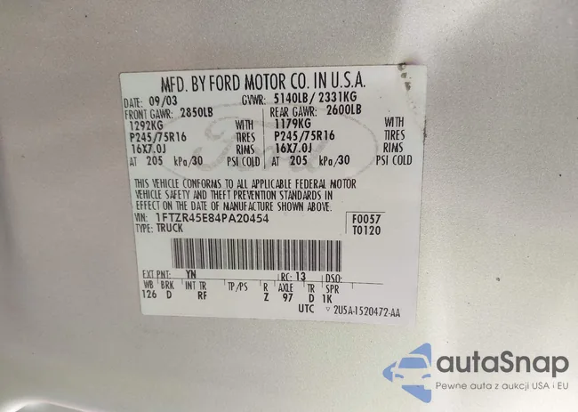 1FTZR45E84PA20454: 42258333