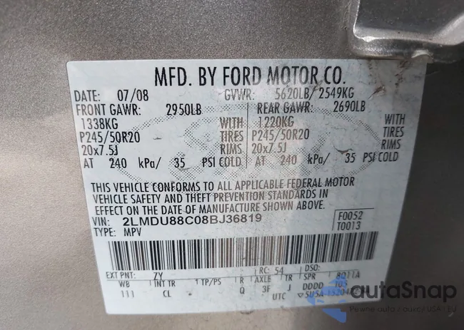 2LMDU88C08BJ36819: 42258334