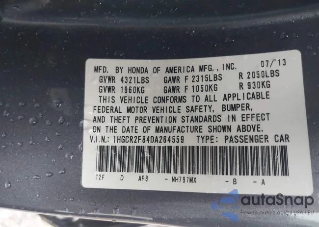 1HGCR2F84DA264559: 42259509