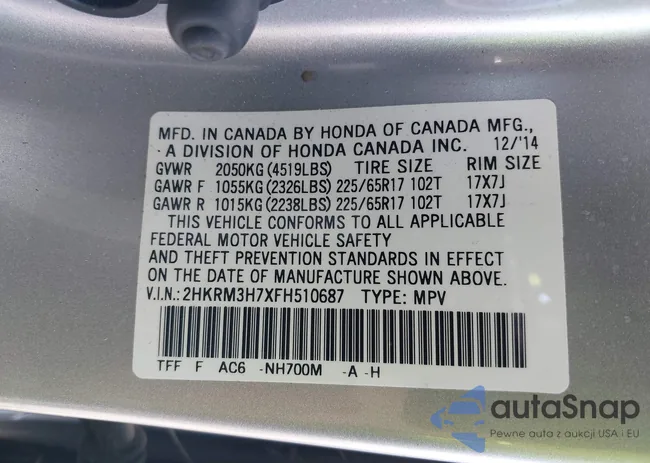 2HKRM3H7XFH510687: 42259082