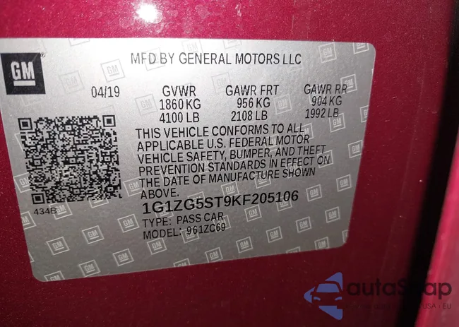 1G1ZG5ST9KF205106: 42259170