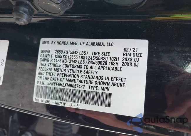 5FNYF6H2XMB057422: 42259189