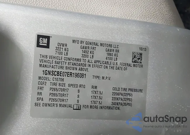 1GNSCBE07ER196081: 42259235