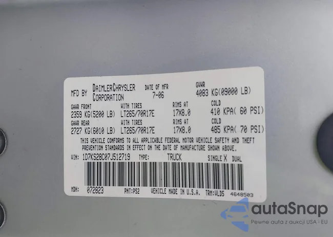 1D7KS28C07J512719: 42259270