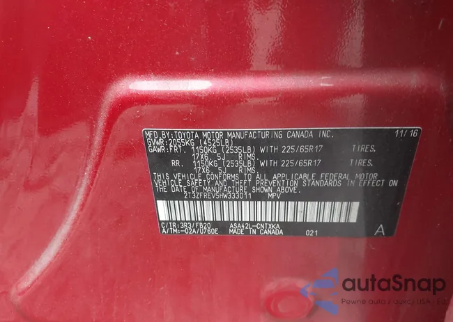 2T3ZFREV5HW333011: 42260356