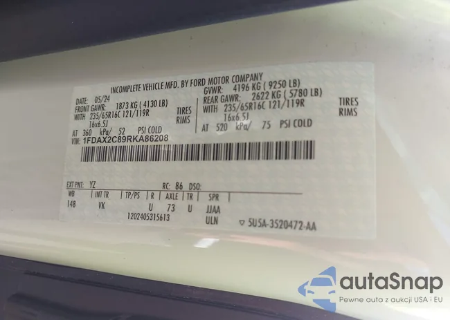 1FDAX2C89RKA86208: 42260251